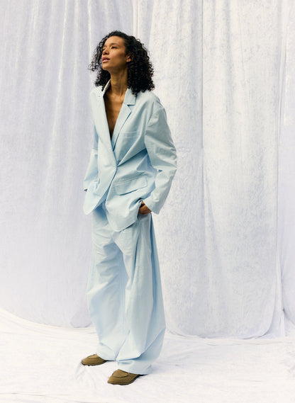 Tibi Garment Dyed Silky Cotton Liam Blazer