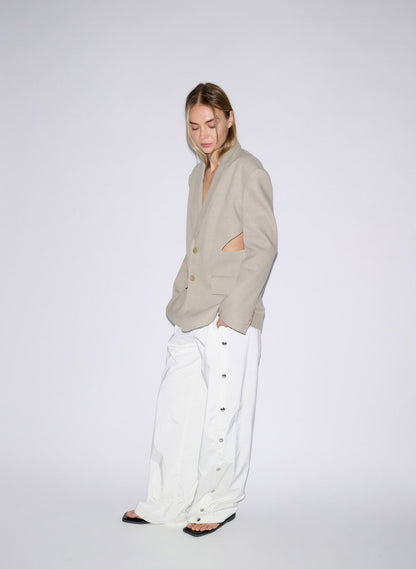 Tibi Stretch Linen Viscose Side Cut Blazer