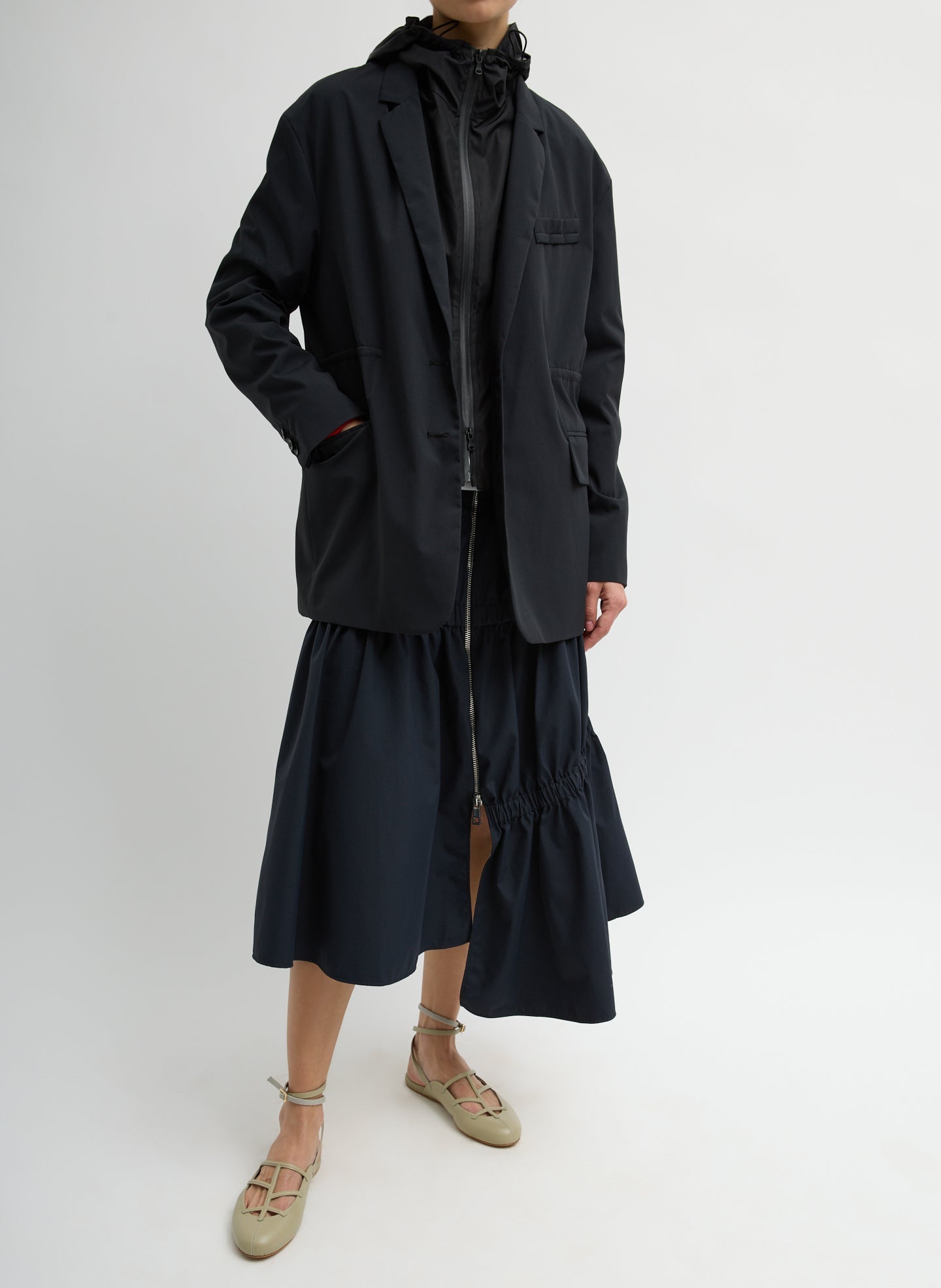 Tibi Tech Suiting Anorak Blazer With Zip Off Vest