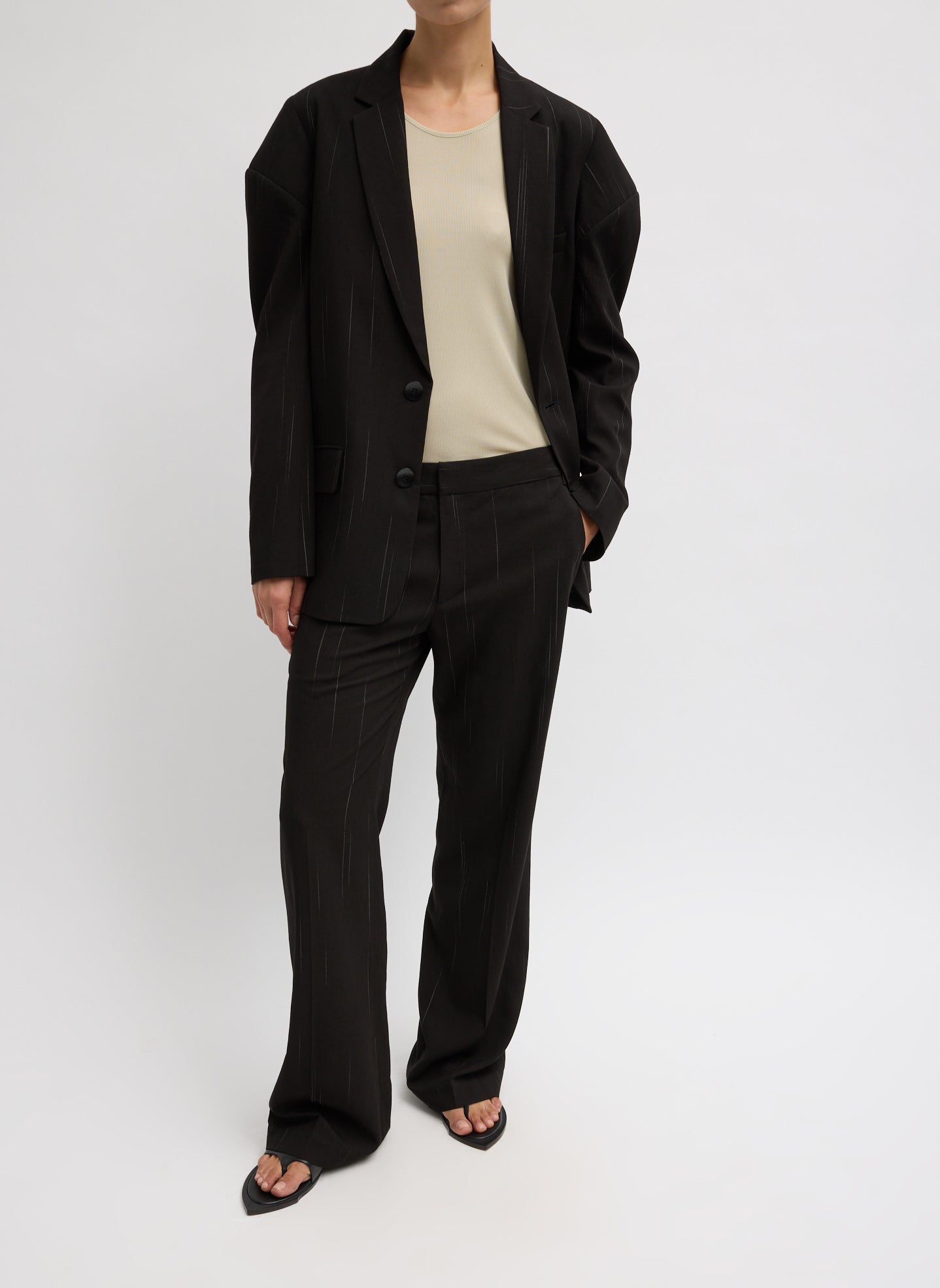 Tibi Viscose Suiting Hinged Sleeve Blazer