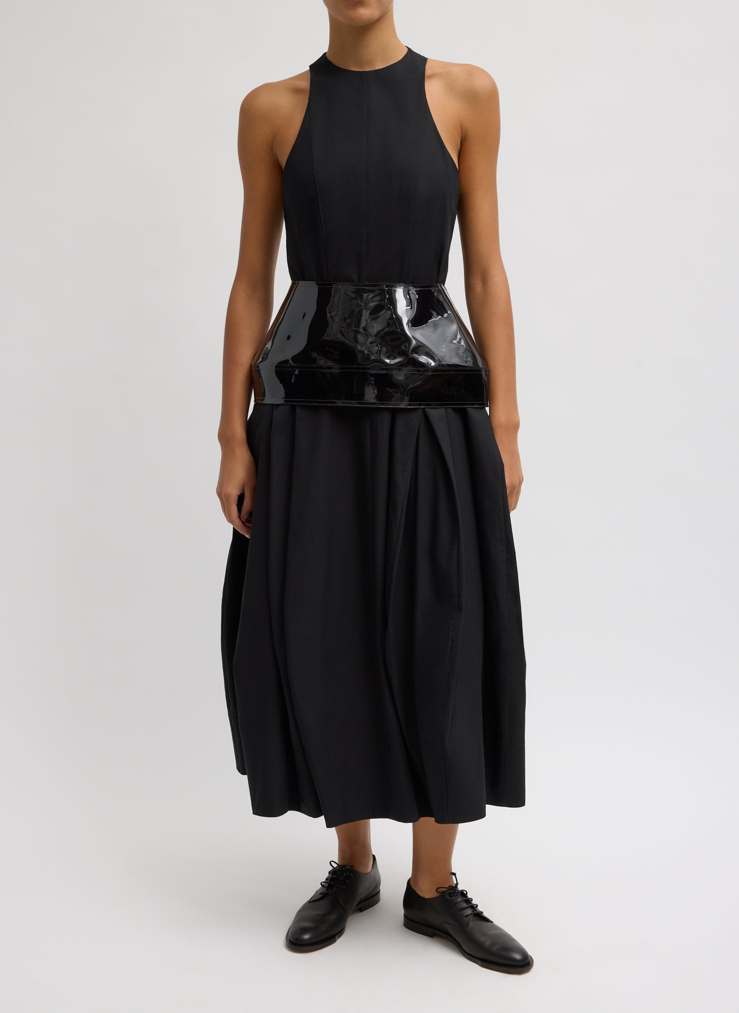 Tibi Compact Eco Poplin Pinched Pleat Dress