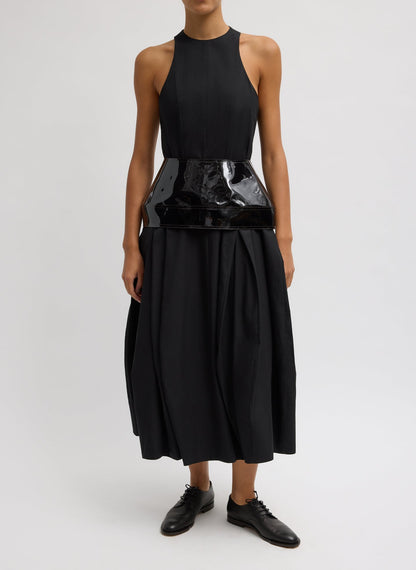 Tibi Compact Eco Poplin Pinched Pleat Dress