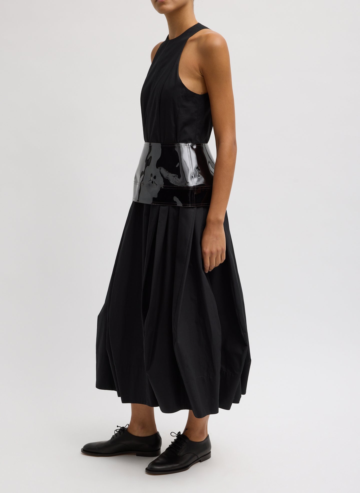 Tibi Compact Eco Poplin Pinched Pleat Dress