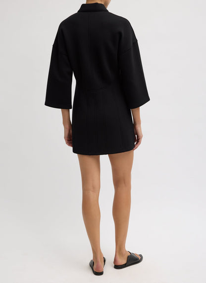 Tibi Bonded Viscose Zip Front Short Sleeve Slim Tunic