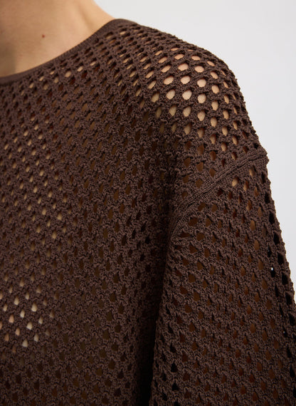 Tibi Crochet Netting Oversized Easy T-Shirt