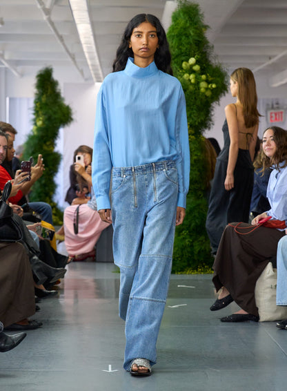 Tibi Ultra Light Silk Tencel Funnel Neck Shirt