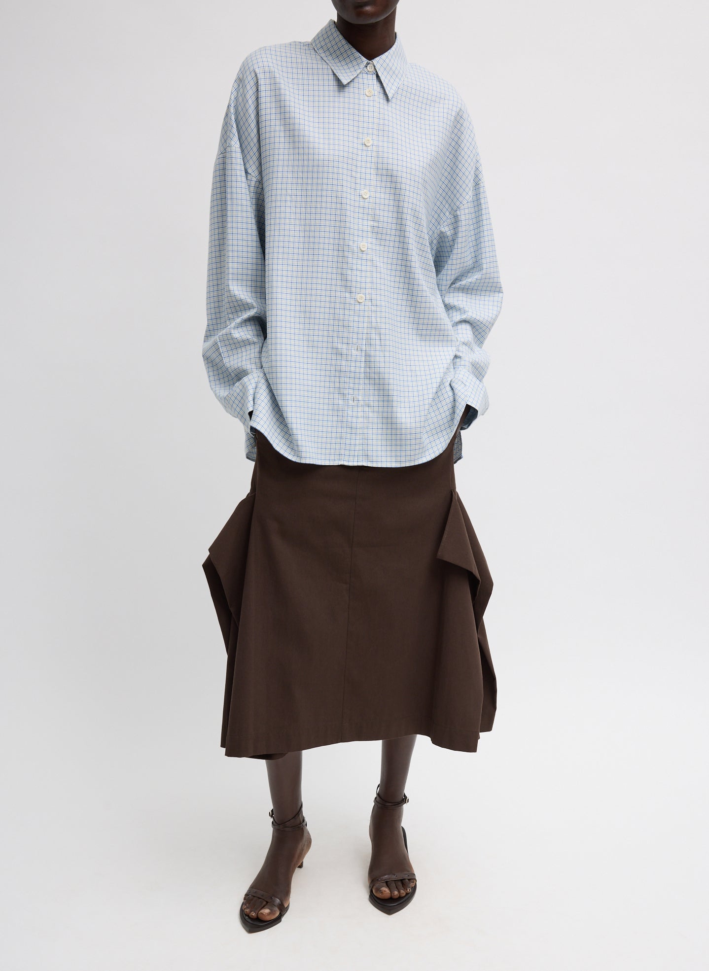 Tibi Luxe Spring Twill Tucked Pleat Skirt
