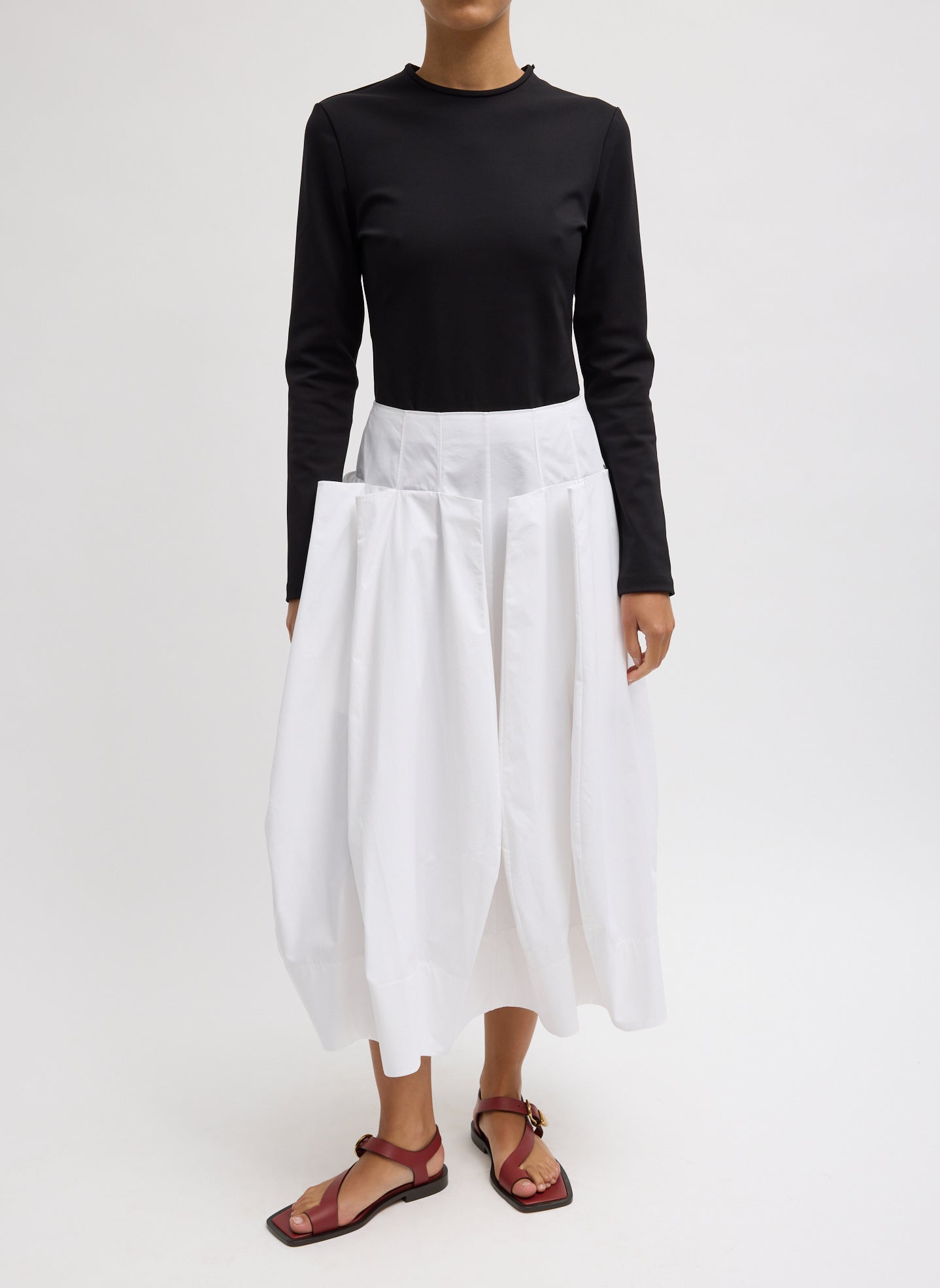 Tibi Compact Eco Poplin Pinched Pleat Full Skirt