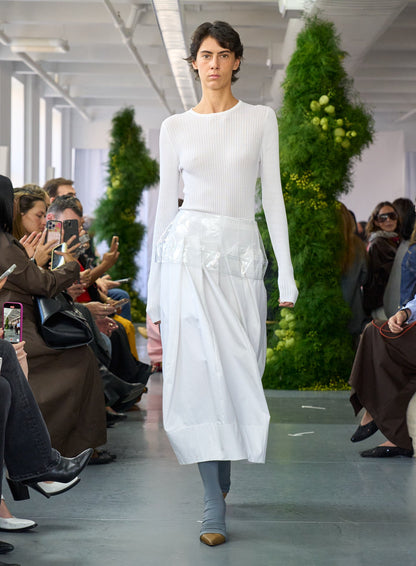 Tibi Compact Eco Poplin Pinched Pleat Full Skirt