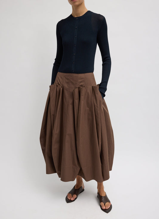 Tibi Compact Eco Poplin Pinched Pleat Full Skirt