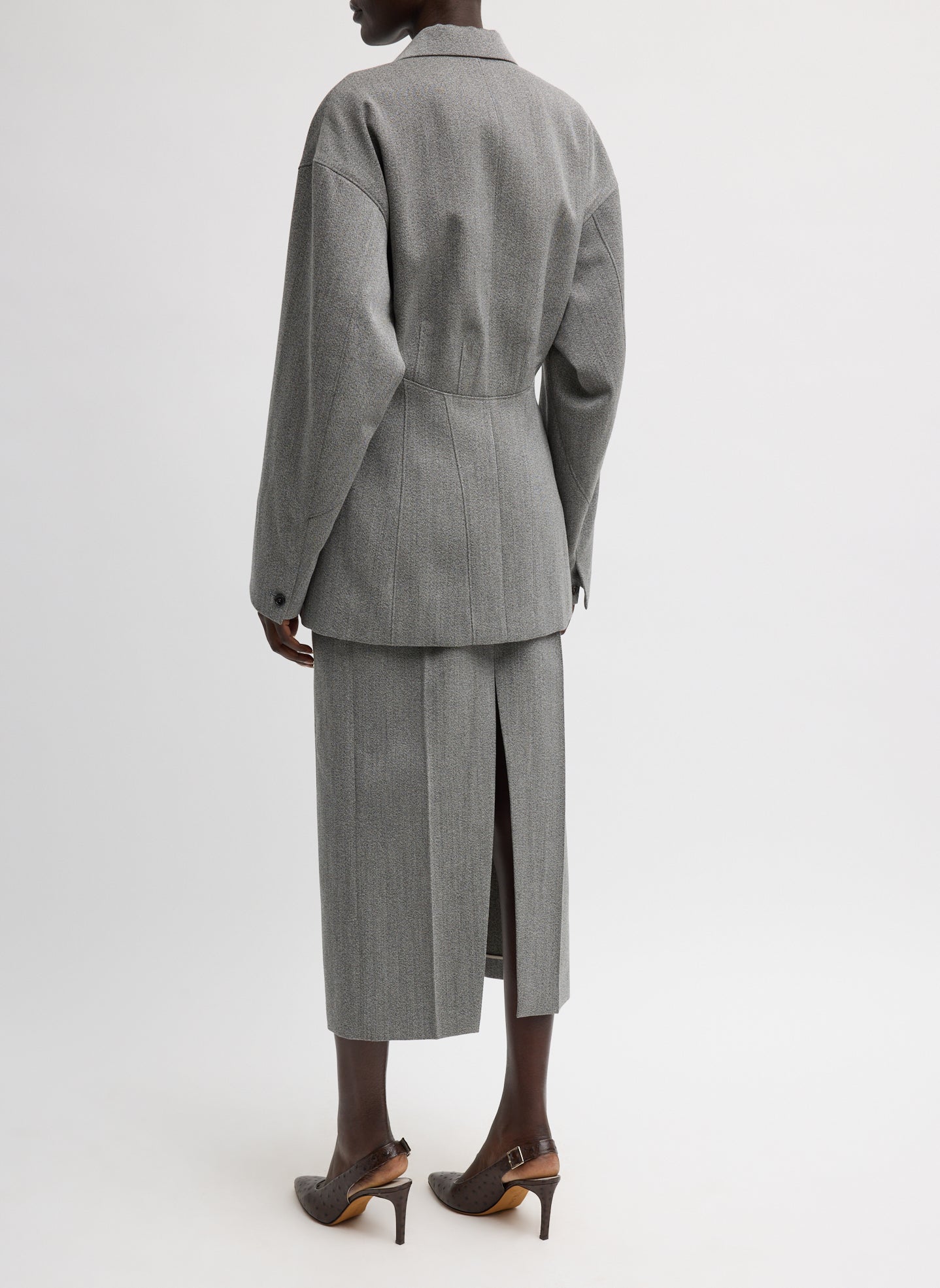 Tibi Structured Wool Zip Front Midi Trouser Skirt