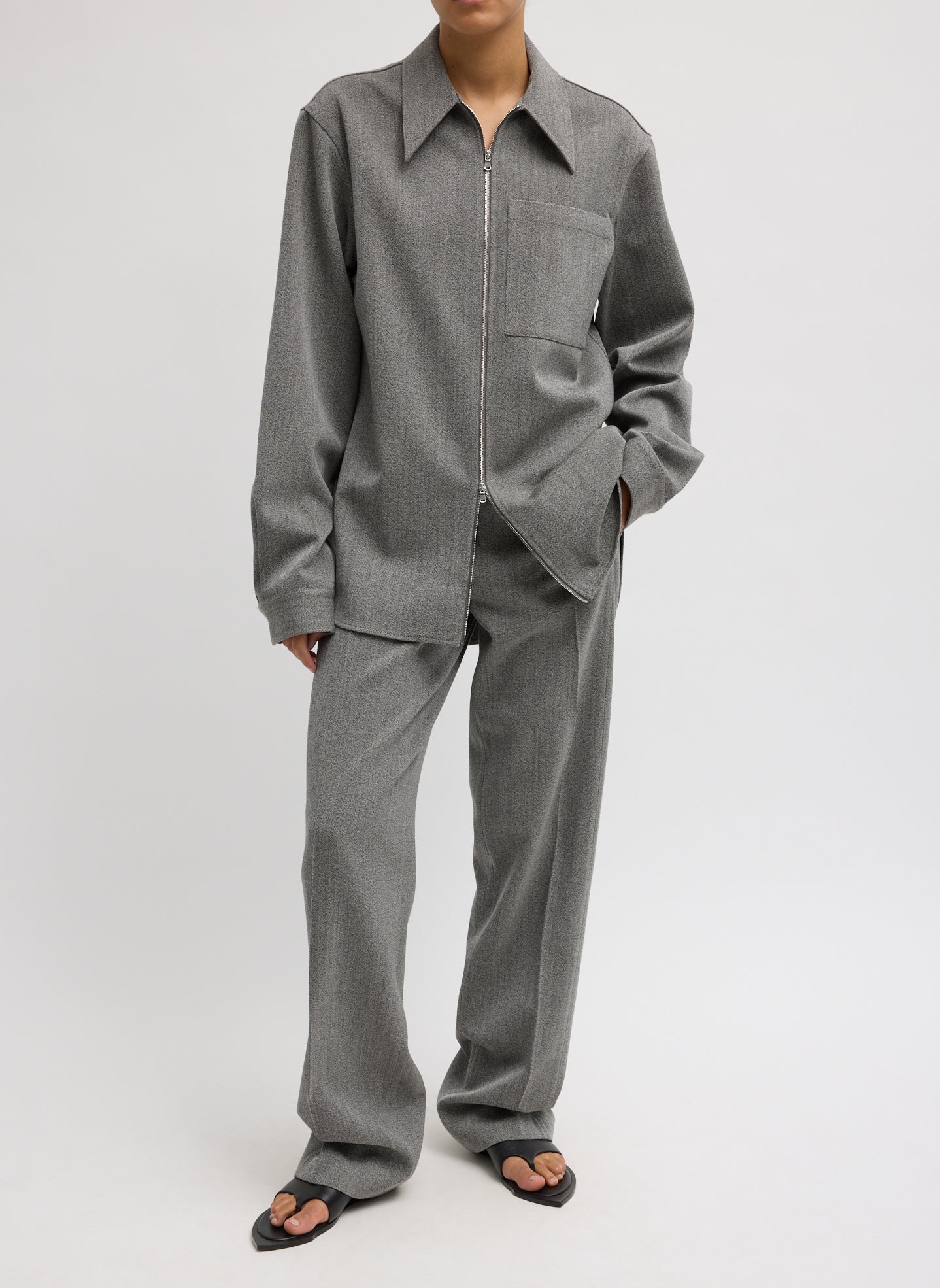 Tibi Structured Wool Zip Front Trouser