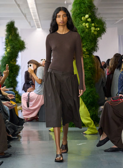 Tibi Luxe Spring Twill Tucked Pleated Wide Leg Short