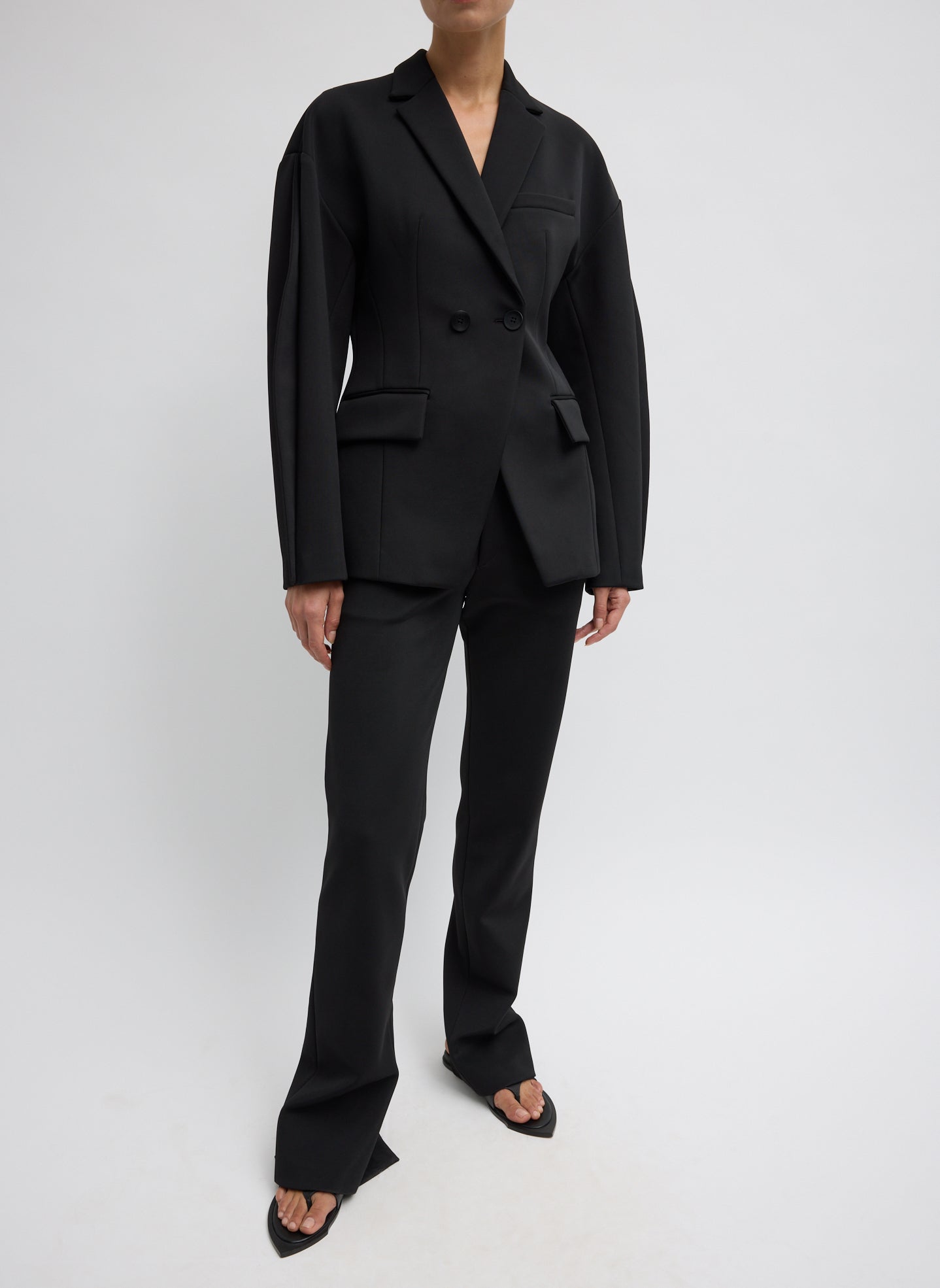 Tibi Spring Bonded Twill Elfie Trousers With Slits