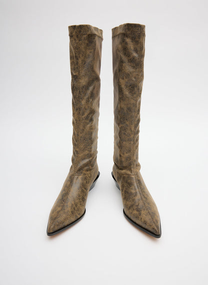 Tibi Distressed Bronson Boot - Narrow Calf