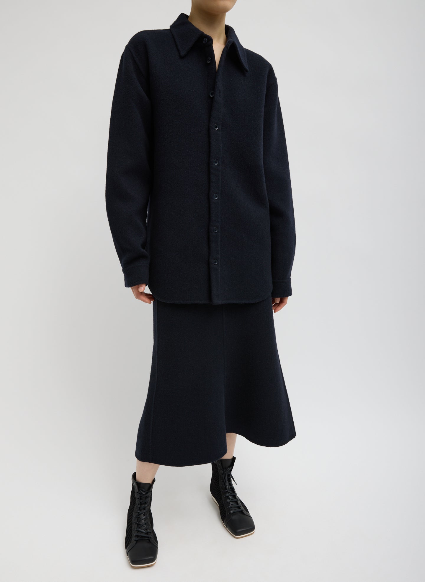 Tibi Luxe Double Faced Wool Angora Easy Shirt