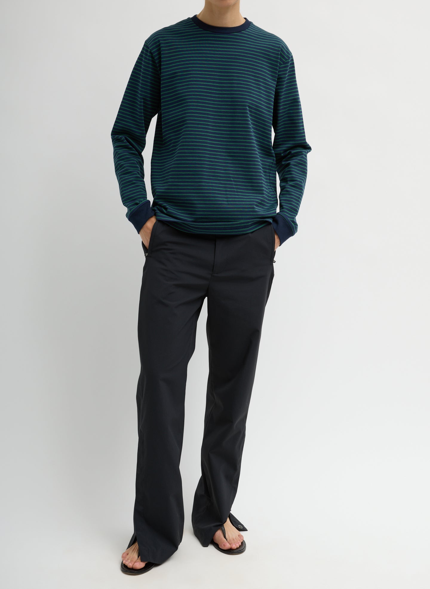 Tibi Striped Perfect Unisex Long Sleeve T-Shirt