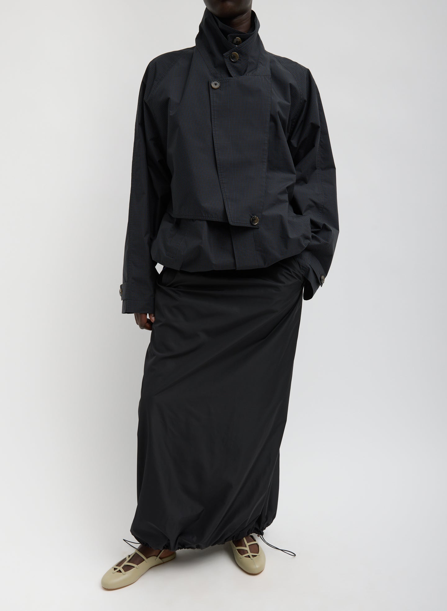 Tibi Italian Sporty Nylon Maxi Anorak Skirt